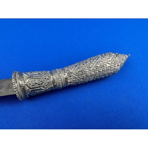 23 - Antique Betel Knife with Ornate Silver Handle