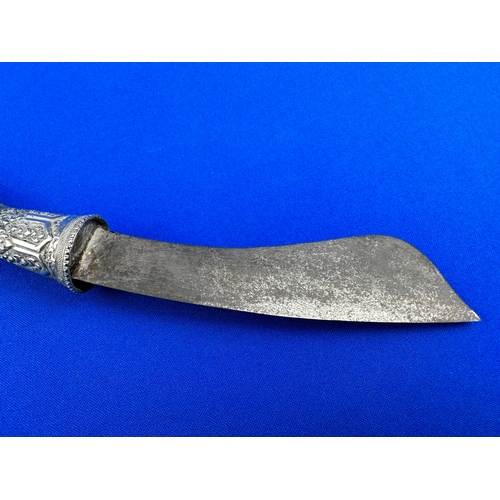 23 - Antique Betel Knife with Ornate Silver Handle