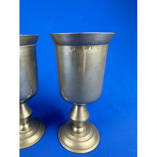 143 - Two Antique Pewter Goblets & Tankard