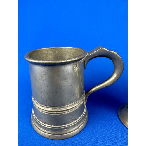 143 - Two Antique Pewter Goblets & Tankard