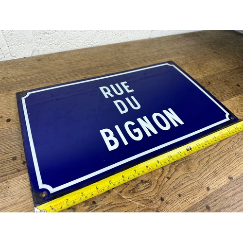 291 - Rue du Bignon French Metal Enamel Street Sign