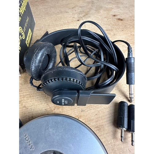 230 - Sony Discman, Yamaha HP-3 Orthodynamic Headphones & CD Case