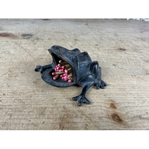 134 - Antique Cast Iron Frog Match Striker.