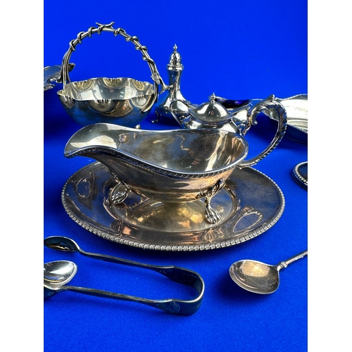 116 - Good Qualioty Collection of EPNS Items including Cruet Set with Hallmarked Silver Spoon.