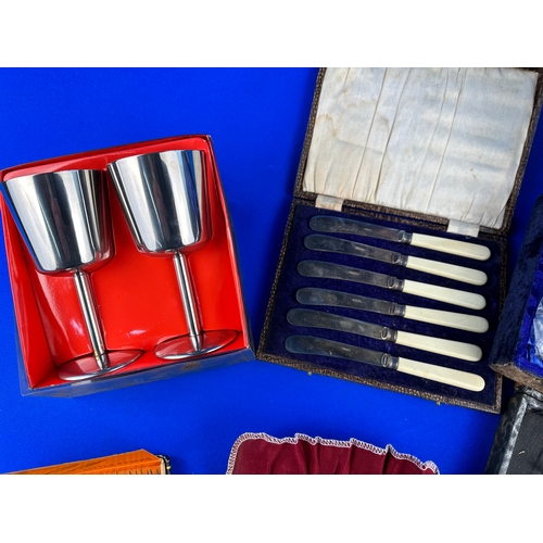 123 - Collection of EPNS and Stainless Steel Vintage Cutlery etc. Boxed.