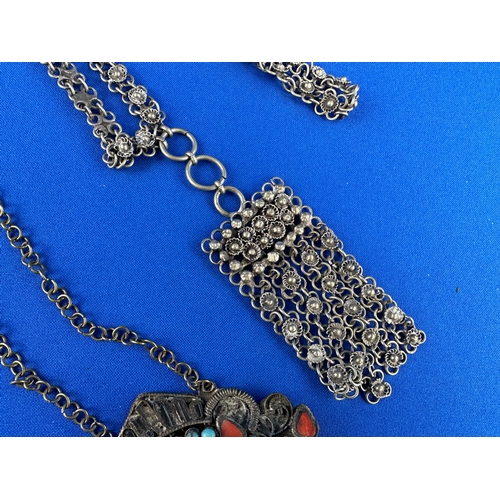 21 - Antique Tribal Medallion Necklace & two other Vintage Tribal Necklaces