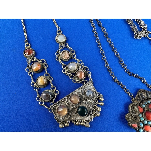 21 - Antique Tribal Medallion Necklace & two other Vintage Tribal Necklaces