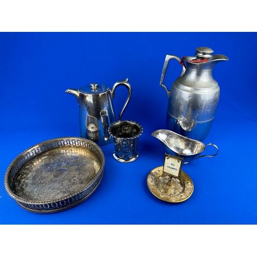 125 - Mixed Metalware including Bridge Marker Ashtray & Thermos Flask