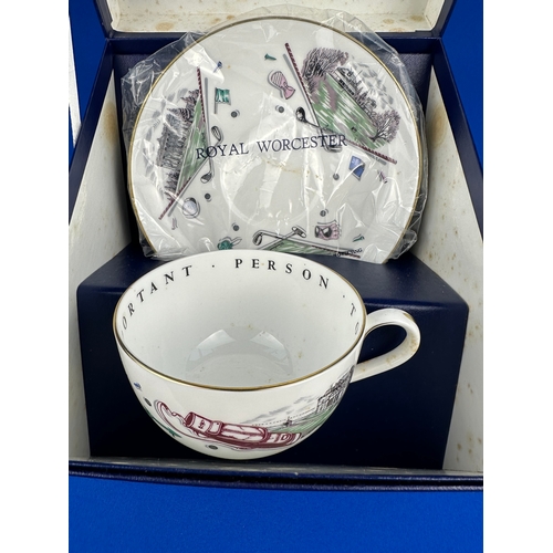 323 - Royal Worcester Golf Design Cup & Saucer