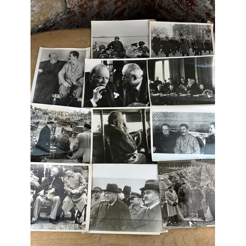 46 - 11 Official War Office Photographs Depicting Winston Churchill & Allied Heads of State Taken Over & ... 