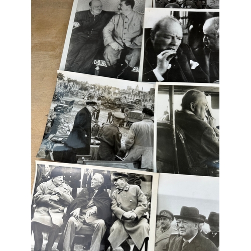 46 - 11 Official War Office Photographs Depicting Winston Churchill & Allied Heads of State Taken Over & ... 