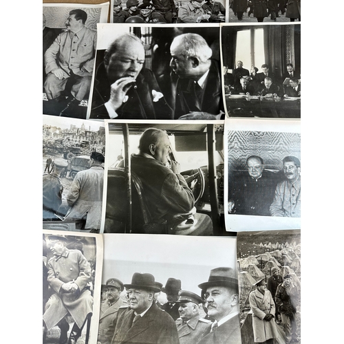 46 - 11 Official War Office Photographs Depicting Winston Churchill & Allied Heads of State Taken Over & ... 