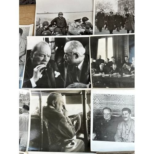 46 - 11 Official War Office Photographs Depicting Winston Churchill & Allied Heads of State Taken Over & ... 