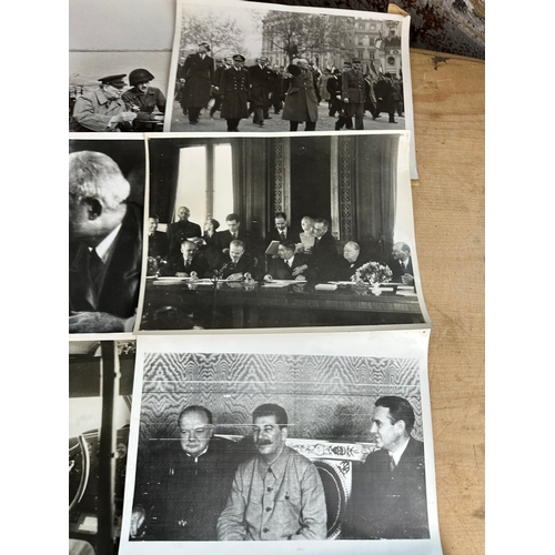 46 - 11 Official War Office Photographs Depicting Winston Churchill & Allied Heads of State Taken Over & ... 