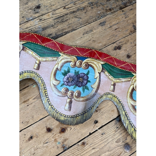 92 - Victorian Hand Painted Canvas Fairground Carousel Top Approximately 8ft Long