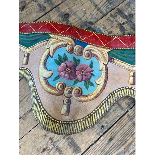 93 - Victorian Hand Painted Canvas Fairground Carousel Top Approximately 8ft Long