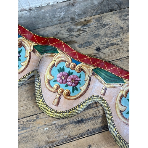 93 - Victorian Hand Painted Canvas Fairground Carousel Top Approximately 8ft Long