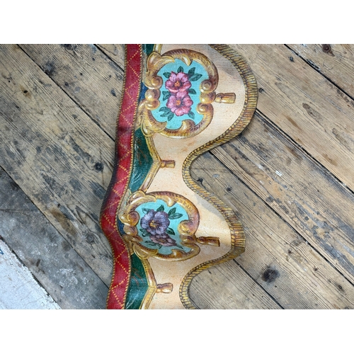 95 - Victorian Hand Painted Canvas Fairground Carousel Top Approximately 8ft Long