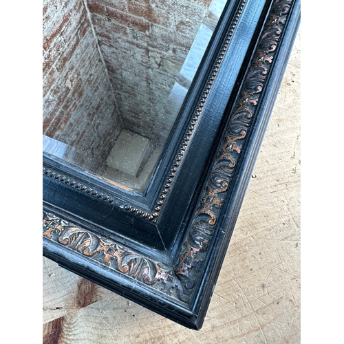 395 - Antique Mirror, Bevelled Glass with Ebonised Frame