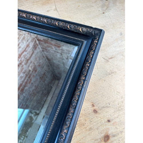 395 - Antique Mirror, Bevelled Glass with Ebonised Frame