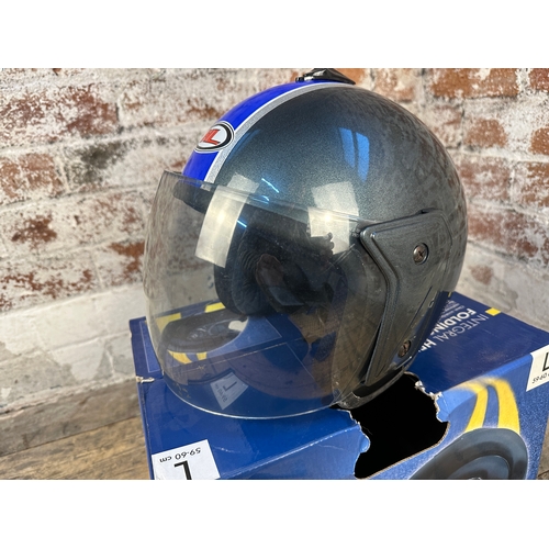 244B - Visored Motorcycle Helmet with Carry Bag - Unknown Size, Looks Small