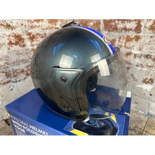 244B - Visored Motorcycle Helmet with Carry Bag - Unknown Size, Looks Small