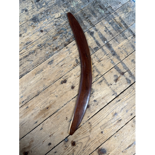 86A - Australian Aboriginal Ceremonial/Hunting Carved Hardwood Boomerang - 65cm