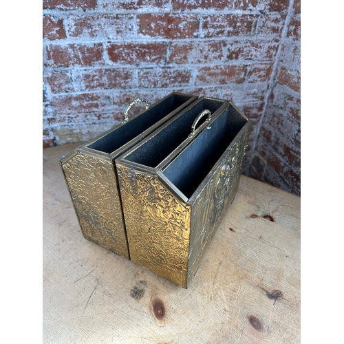 137 - Two Vintage Brass Magazine Racks