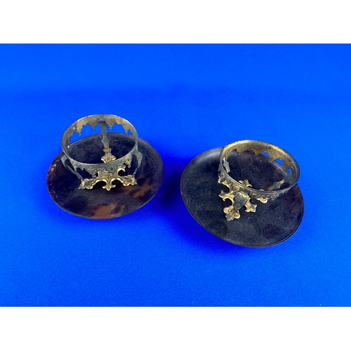 135 - Pair of Tortoiseshell & Gilt Metal Holders