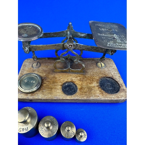 80 - Old Post Office Letter Scales with Brass Weights