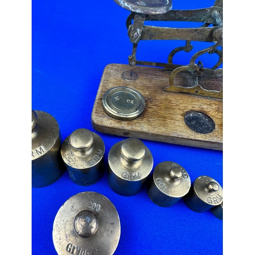 80 - Old Post Office Letter Scales with Brass Weights