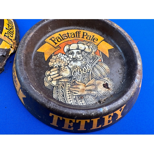 87 - Four Vintage Tetley Falstaff Advertising Ashtrays - Breweriana Interest