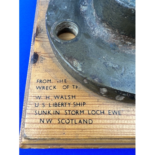 100 - Salvaged item of Shipwreck from the W.H.Walsh U.S. Liberty Ship sunk in Loch Ewe N.W. Scotland