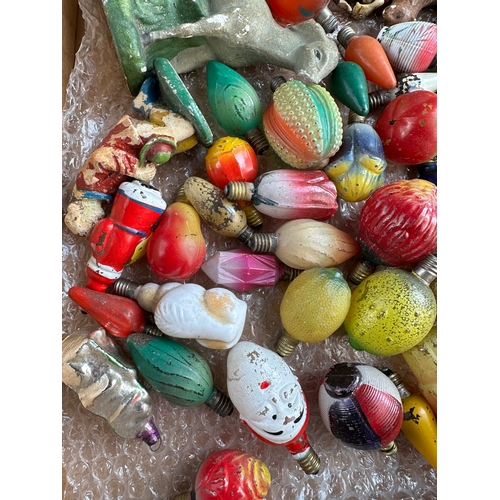 116 - Vintage Glass Christmas Novelty Shape Light Bulbs & Decorations