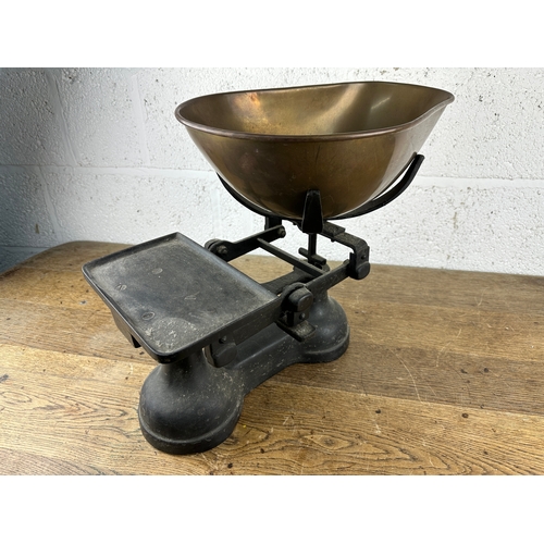 103 - Very Large Cast Iron Weighing Scale with Brass Pan