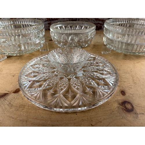 346 - Heavy Cut Crystal Bowls & Serving Platter