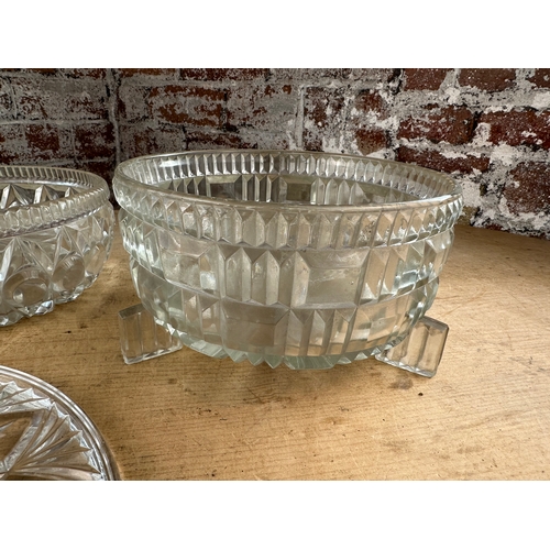 346 - Heavy Cut Crystal Bowls & Serving Platter