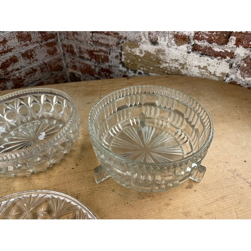 346 - Heavy Cut Crystal Bowls & Serving Platter