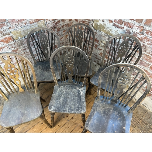 494 - 6 Vintage Wheel Back Dining Chairs - Perfect upcycle project