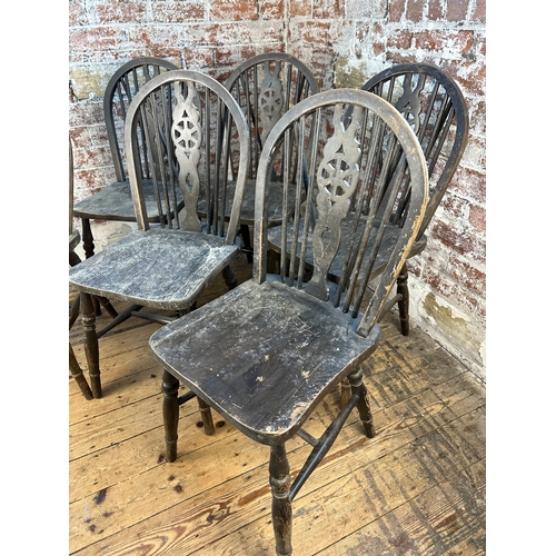 494 - 6 Vintage Wheel Back Dining Chairs - Perfect upcycle project