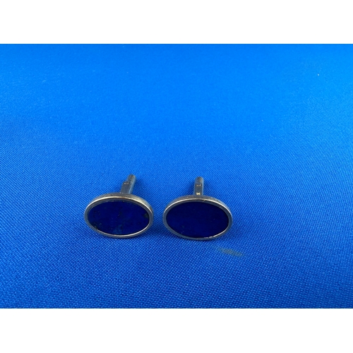 39 - 18ct Gold & Lapis Cufflinks 12.41g Gross