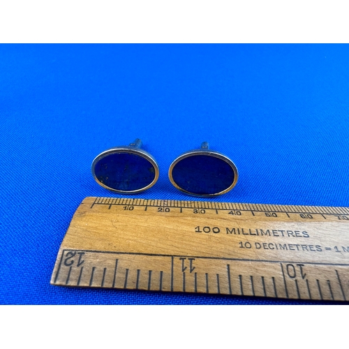 39 - 18ct Gold & Lapis Cufflinks 12.41g Gross