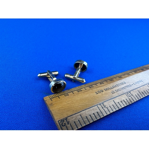 21 - 18ct Gold Cufflinks with Smokey Grey Cabochons