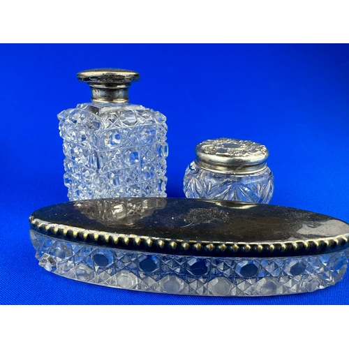 34 - Two Silver Topped Glass Jars & One EPNS