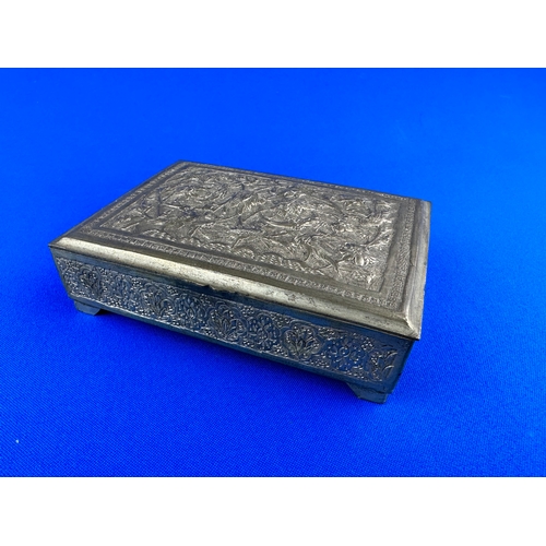 230 - Persian White Metal Trinket Box