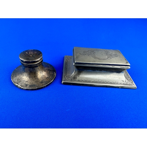 231 - Silver Inkwell & Pewter Inkwell