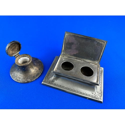 231 - Silver Inkwell & Pewter Inkwell