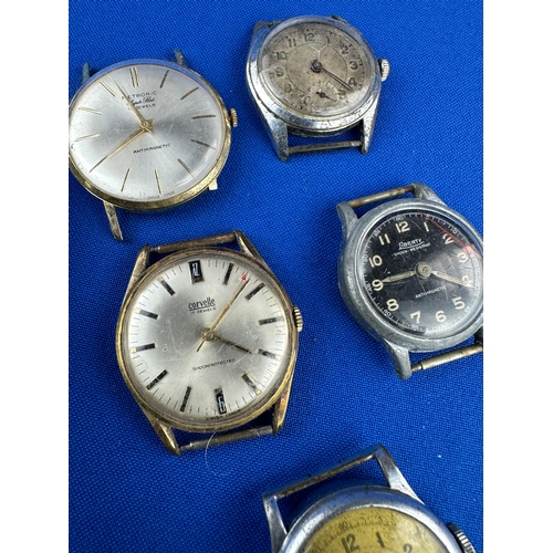 62 - 6 Vintage Gents Watches including Military Style