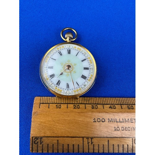 68 - 9ct Gold Back Small Pocket Watch - Ticking