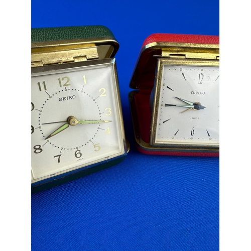 91 - Five Vintage Travel Alarm Clocks including Seiko